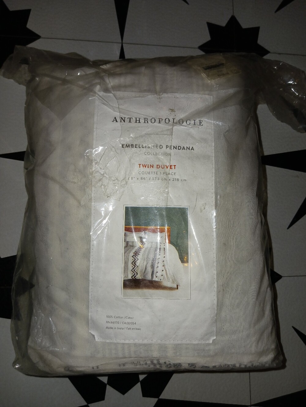 Anthropologie Pendana Embellished Duvet Cover Boho Cotton - Picture 10 of 12